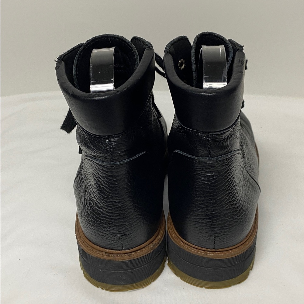 Avellini Black Leather Lace-Up Boots Ankle Black Womens Size 9 - Picture 4 of 5